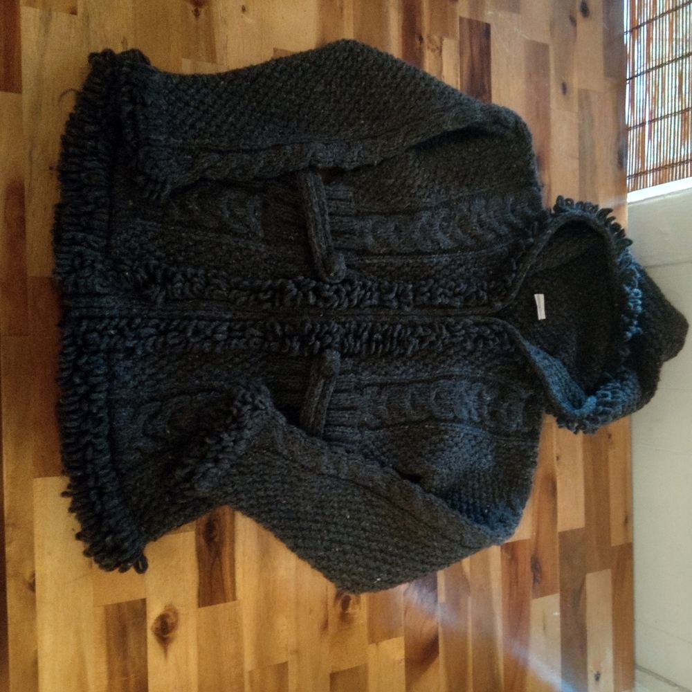 INDIAN CREATIONS hand crafted 100% WOOL Jacket, M, dark gray